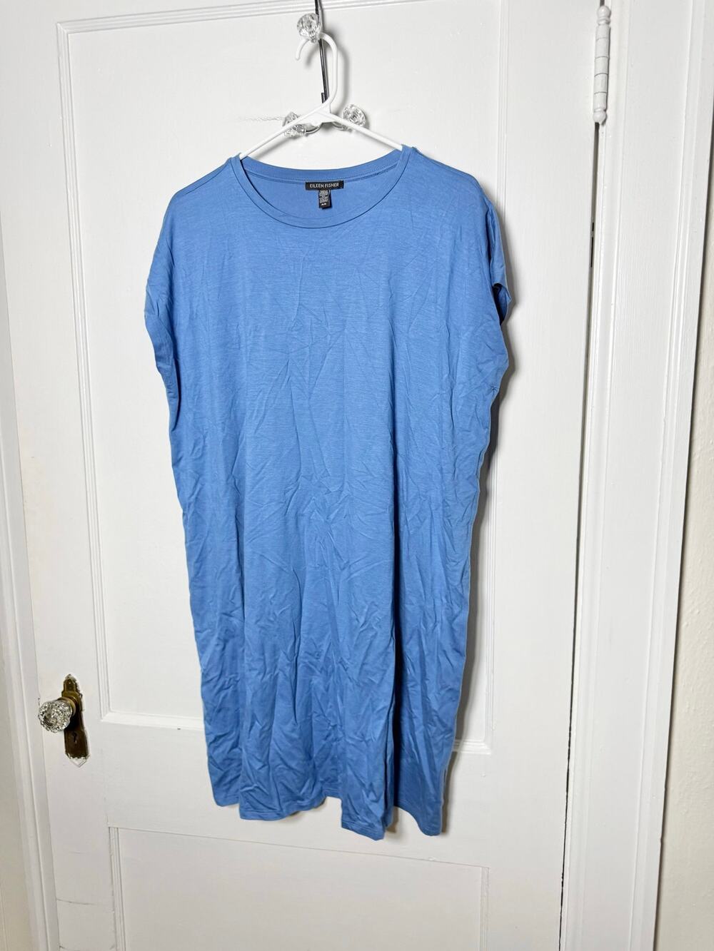Eileen Fisher M Blue Tencel Lyocell Dress Minimalist Lagenlook Travel Tunic
